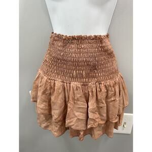 Blue Life Smocked Waist Tiered Ruffle Skort Skirt Short Marble Festival Boho XS